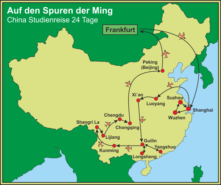 China Studienreise Karte
