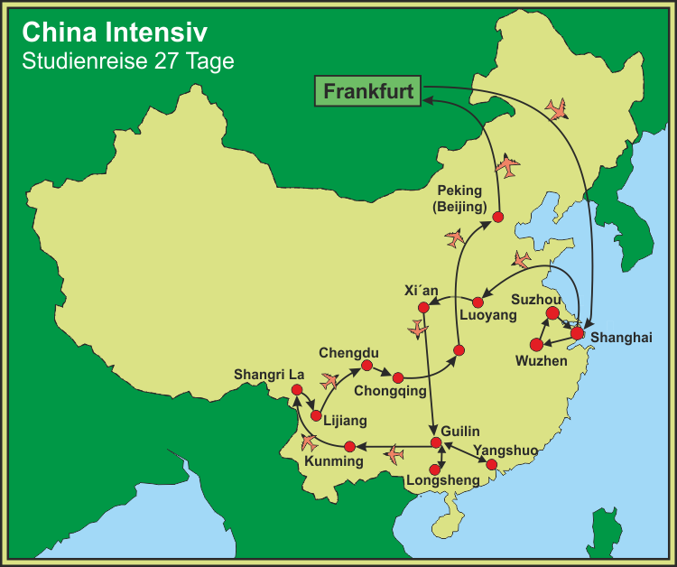 China Reisen Reiseroute