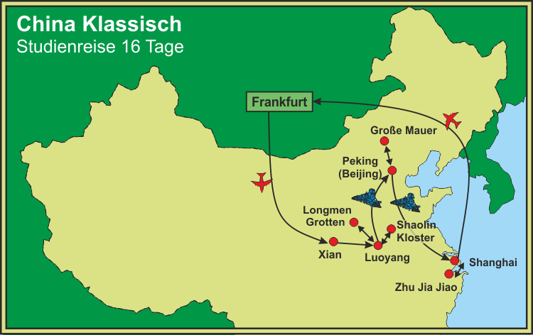 Karte der Reise China Klassisch