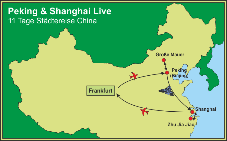 Karte der Shanghai und Peking Reisen