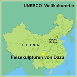 Felsskulpturen von Dazu Dazu Karte