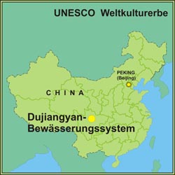 Dujiangyan-Bewässerungssystem Dujiangyan Karte