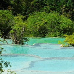 Chinareise unesco weltkulturerbe huanglong kalksteinterasse Chinareise unesco weltkulturerbe huanglong kalksteinterasse